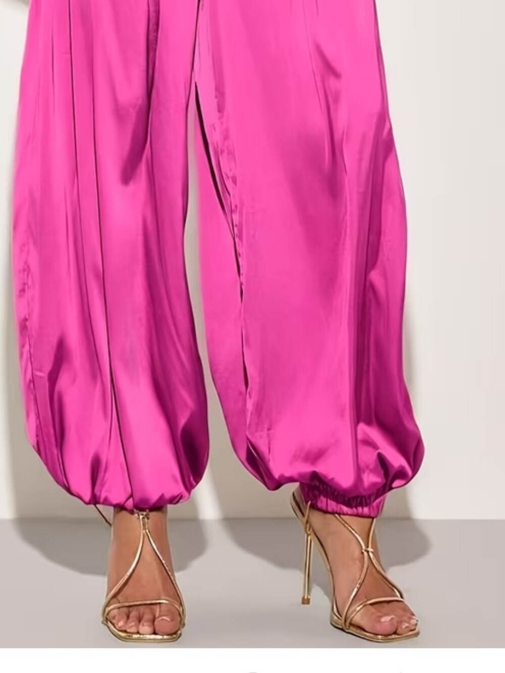 Women's Hot Pink Satin Jogger Pants